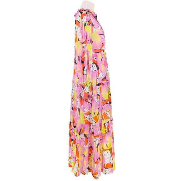 ANTHROPOLOGIE Yukiko Noritake NWT Marais Printed Chiffon Maxi Dress Canary XXS - Picture 8 of 11